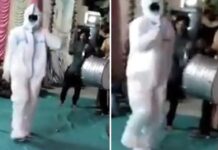 ਵਿਆਹ ‘ਚ ਪੀਪੀਈ ਕਿੱਟ ਪਾ ਕੇ ਪਾਇਆ ਭੰਗੜਾ, ਦੇਖੋ ਵੀਡੀਓ