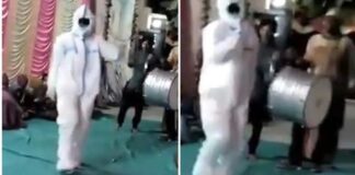 ਵਿਆਹ ‘ਚ ਪੀਪੀਈ ਕਿੱਟ ਪਾ ਕੇ ਪਾਇਆ ਭੰਗੜਾ, ਦੇਖੋ ਵੀਡੀਓ