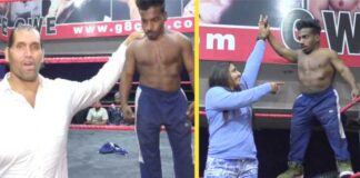 ਚੱਲਦੀ ਇੰਟਰਵਿੱਊ ਵਿੱਚ ਖਲੀ ਸਾਹਮਣੇ ਪਹੁੰਚਿਆ ਸਾਢੇ ਤਿੰਨ ਫੁੱਟ ਦਾ ਬਾਡੀ ਬਿਲਡਰ, ਪਤੰਦਰ ਕਹਿੰਦਾ ਰੈਸਲਿੰਗ ਸਿੱਖਣੀ; ਵੇਖੋ ਫਿਰ ਕੀ-ਕੀ ਹੋਇਆ