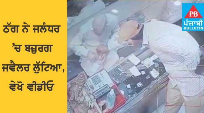 ਜਲੰਧਰ ਦੇ ਸਰਾਫਾ ਬਜ਼ਾਰ ‘ਚ ਸ਼ਾਤਰ ਠੱਗ ਨੇ ਬਜ਼ੁਰਗ ਜਵੈਲਰ ਲੁੱਟਿਆ, ਵੇਖੋ ਵੀਡੀਓ
