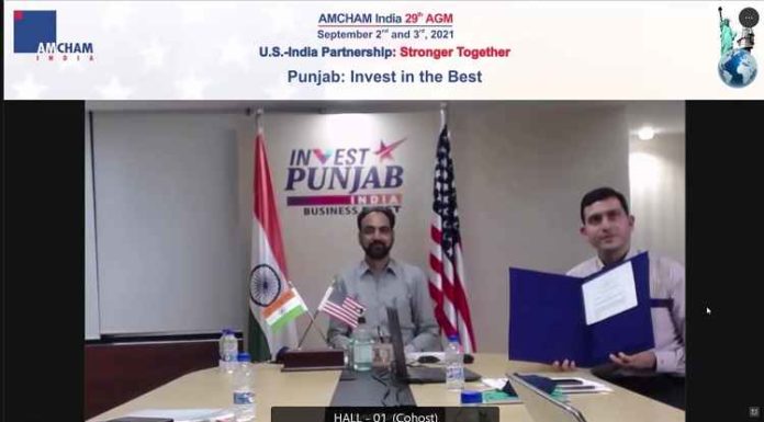 ਪੰਜਾਬ ਵੱਲੋਂ ਅਮੈਰੀਕਨ ਚੈਂਬਰ ਆਫ ਕਾਮਰਸ ਨਾਲ ਐਮ.ਓ.ਯੂ. ਸਾਇਨ, US ਦੀਆਂ ਕੰਪਨੀਆਂ ਨੂੰ ਕਾਰੋਬਾਰ ਲਈ ਮੁਹੱਈਆ ਕਰਾਵੇਗਾ ਚੰਗਾ ਮਾਹੌਲ