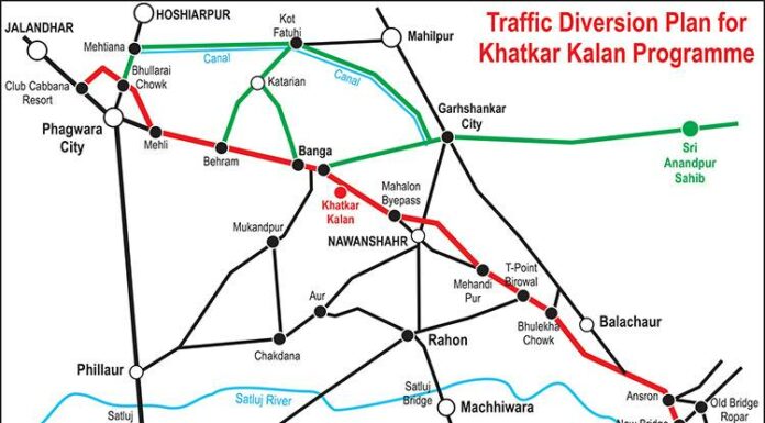 ਜ਼ਰੂਰੀ ਖਬਰ : ਬੁੱਧਵਾਰ ਨੂੰ ਬੰਗਾ ਰੋਡ ਸਿਰਫ ਭਗਵੰਤ ਮਾਨ ਨੇ ਸਹੁੰ ਚੁੱਕ ਸਮਾਗਮ ‘ਚ ਜਾਣ ਲਈ ਵਰਤੀ ਜਾਵੇਗੀ