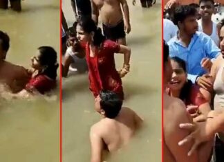 ਅਯੋਧਿਆ ‘ਚ ਰਾਮ ਦੀ ਪੈੜੀ ‘ਚ ਨਹਾਉਂਦਿਆਂ ਪਤਨੀ ਨੂੰ ਪਤੀ ਨੇ ਕੀਤਾ ਕਿਸ, ਲੋਕਾਂ ਨੇ ਕੁੱਟਿਆ, ਵੇਖੋ ਵਾਇਰਲ ਵੀਡੀਓ