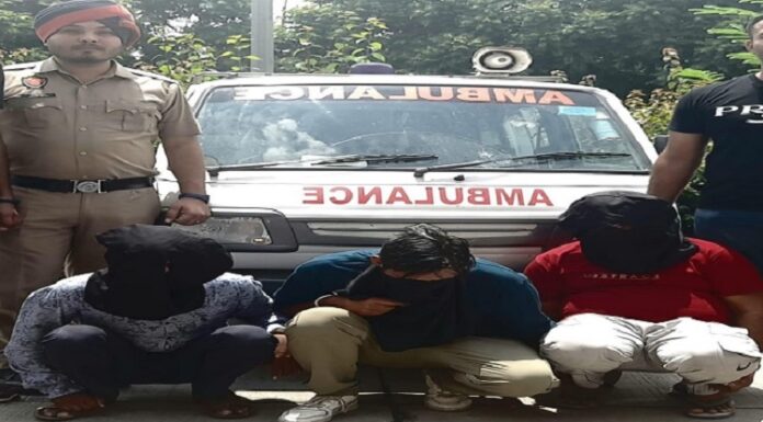 ਮੋਹਾਲੀ : ਫ਼ਿਲਮੀ ਸਟਾਈਲ ‘ਚ ਐਂਬੂਲੈਂਸ ‘ਚ ਪਾਇਆ ਨਕਲੀ ਮਰੀਜ਼, ਸਿਰਹਾਣੇ ਥੱਲੇ ਰੱਖੀ 8 ਕਿੱਲੋ ਅਫ਼ੀਮ, 3 ਕਾਬੂ