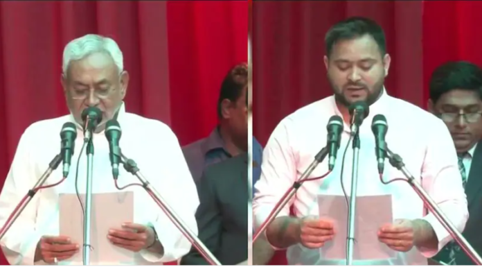 ਨਿਤੀਸ਼ ਕੁਮਾਰ ਨੇ ਅੱਠਵੀਂ ਵਾਰ ਮੁੱਖ ਮੰਤਰੀ ਵਜੋਂ ਚੁੱਕੀ ਸਹੁੰ, ਤੇਜਸਵੀ ਯਾਦਵ ਬਣੇ ਡਿਪਟੀ ਸੀਐਮ