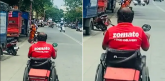 ਵੀਲ੍ਹ ਚੇਅਰ ‘ਤੇ zomato ਲਈ ਖਾਣਾ ਡਿਲੀਵਰ ਕਰਦਾ ਹੈ ਇਹ ਵਿਅਕਤੀ, ਲੋਕ ਵੀਡੀਓ ਦੇਖ ਹੋ ਰਹੇ ਭਾਵੁਕ