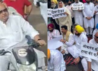 ਰੋਸ ਮਾਰਚ ਦੌਰਾਨ ਵਿਧਾਇਕ ਬਿਨਾਂ ਹੈਲਮੇਟ ਤੋਂ ਚਲਾ ਰਹੇ ਸਨ ਬਾਈਕ, ਪੁਲਿਸ ਨੇ ਕੱਟਿਆ ਚਲਾਨ