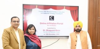 ਮੁੱਖ ਮੰਤਰੀ ਵੱਲੋਂ ਪੰਜਾਬ ਰਾਜ ਤਕਨੀਕੀ ਸਿੱਖਿਆ ਨਾਲ ਸਬੰਧਤ ਸੰਸਥਾਵਾਂ ਲਈ ਆਨਲਾਈਨ ਐਫੀਲੀਏਸ਼ਨ ਪੋਰਟਲ ਦੀ ਸ਼ੁਰੂਆਤ