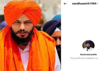 ਵਾਰਿਸ ਪੰਜਾਬ ਦੇ ਮੁਖੀ ਅੰਮ੍ਰਿਤਪਾਲ ਸਿੰਘ ਦਾ ਇੰਸਟਾਗ੍ਰਾਮ ਅਕਾਊਂਟ ਦੁਬਾਰਾ ਕੀਤਾ ਬੈਨ