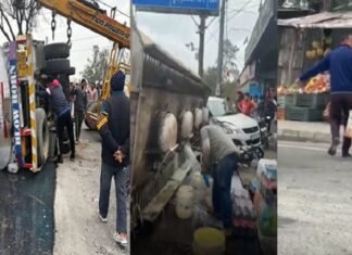 ਰੋਪੜ : ਡੀਜ਼ਲ ਨਾਲ ਭਰਿਆ ਪਲਟਿਆ ਟੈਂਕਰ, ਸਵਾਰਾਂ ਨੂੰ ਹਸਪਤਾਲ ਲਿਜਾਣ ਦੀ ਬਜਾਏ ਬਾਲਟੀਆਂ-ਕੈਨੀਆਂ ਭਰ ਕੇ ਤੇਲ ਲੈ ਗਏ ਲੋਕ