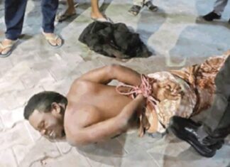 ਸ਼ਰਾਬ ਦੇ ਨਸ਼ੇ ‘ਚ ਨਾਈਜੀਰੀਅਨ ਨੇ ਕੱਪੜੇ ਲਾਹ ਕੇ ਕੀਤਾ ਹੰਗਾਮਾ, ਲੋਕਾਂ ਨੇ ਰੱਸੀ ਨਾਲ ਬੰਨ੍ਹ ਕੇ ਕੀਤਾ ਪੁਲਿਸ ਹਵਾਲੇ