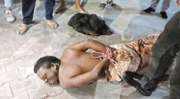 ਸ਼ਰਾਬ ਦੇ ਨਸ਼ੇ ‘ਚ ਨਾਈਜੀਰੀਅਨ ਨੇ ਕੱਪੜੇ ਲਾਹ ਕੇ ਕੀਤਾ ਹੰਗਾਮਾ, ਲੋਕਾਂ ਨੇ ਰੱਸੀ ਨਾਲ ਬੰਨ੍ਹ ਕੇ ਕੀਤਾ ਪੁਲਿਸ ਹਵਾਲੇ