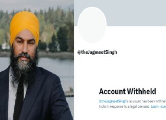 ਕੈਨੇਡਾ ਵਾਸੀ ਜਗਮੀਤ ਸਿੰਘ ਦਾ ਟਵਿਟਰ ਅਕਾਊਂਟ ਭਾਰਤ ‘ਚ ਹੋਇਆ ਬੰਦ