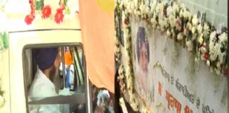 ਪਿੰਡ ਬਾਦਲ ਲਿਜਾਈ ਜਾ ਰਹੀ ਪ੍ਰਕਾਸ਼ ਸਿੰਘ ਬਾਦਲ ਦੀ ਮ੍ਰਿਤਕ ਦੇਹ, ਮਜੀਠੀਆ ਚਲਾ ਰਹੇ ਐਂਬੂਲੈਂਸ