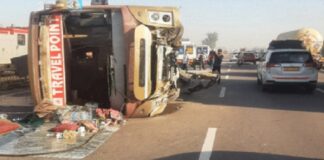 ਹਰਿਆਣਾ : ਟਾਇਰ ਫਟਣ ਕਾਰਨ 40 ਯਾਤਰੀਆਂ ਨਾਲ ਭਰੀ ਬੱਸ ਪਲਟੀ, ਪਿਆ ਚੀਕ-ਚਿਹਾੜਾ