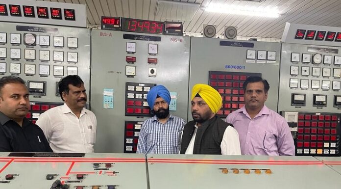 ਬਿਜਲੀ ਮੰਤਰੀ ਹਰਭਜਨ ਸਿੰਘ ਵੱਲੋਂ ਰਣਜੀਤ ਸਾਗਰ ਡੈਮ ਤੇ ਸ਼ਾਹਪੁਰਕੰਡੀ ਪ੍ਰਾਜੈਕਟ ਦਾ ਦੌਰਾ