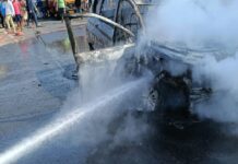 ਹੁਸ਼ਿਆਰਪੁਰ ‘ਚ ਚੱਲਦੀ ਕਾਰ ਨੂੰ ਅੱਗ, ਵਾਲ਼-ਵਾਲ਼ ਬਚੇ ਕਾਰ ਸਵਾਰ, ਫਾਇਰ ਬ੍ਰਿਗੇਡ ਨੇ ਮਸਾਂ ਬੁਝਾਈ ਅੱਗ