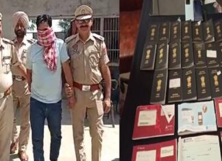 ਪਠਾਨਕੋਟ ‘ਚ ਫਰਜ਼ੀ ਟਰੈਵਲ ਏਜੰਟ ਗ੍ਰਿਫਤਾਰ, 25 ਨਕਲੀ ਪਾਸਪੋਰਟਾਂ ਸਮੇਤ ਕਈ ਦਸਤਾਵੇਜ਼ ਬਰਾਮਦ