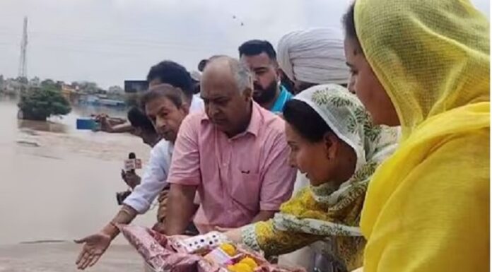 ਕੈਪਟਨ ਪਰਿਵਾਰ ਨੇ ਘੱਗਰ ਦਰਿਆ ਦੇ ਕਹਿਰ ਤੋਂ ਬਚਾਅ ਲਈ ਚੜ੍ਹਾਇਆ ਨੱਥ-ਚੂੜਾ
