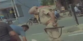 ਜਲੰਧਰ : ਪੁਲਿਸ ਵਾਲੇ ਦਾ ਹਾਈਵੋਲਟੇਜ ਡਰਾਮਾ, ਸੜਕ ‘ਤੇ ਲੰਮਾ ਪੈ ਕੇ ਕਹਿੰਦਾ- ਜਿਹਨੂੰ ਮੈਂ ਫੜ ਕੇ ਲਿਆਂਦਾ ਸੀ, ਉਹਨੂੰ ਛੱਡਿਆ ਕਿਉਂ