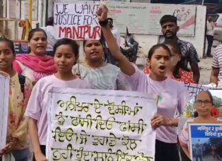 ਮਣੀਪੁਰ ਹਿੰਸਾ ਖਿਲਾਫ ਸੜਕਾਂ ‘ਤੇ ਉਤਰੀਆਂ ਪੰਜਾਬ ਦੀਆਂ ਧੀਆਂ, ਦੋਸ਼ੀਆਂ ਨੂੰ ਫਾਹੇ ਲਾਉਣ ਦੀ ਕੀਤੀ ਮੰਗ