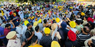 ਆਪ ਪੰਜਾਬ ਨੇ ਸੰਸਦ ਮੈਂਬਰ ਸੰਜੇ ਸਿੰਘ ਦੀ ਗ੍ਰਿਫਤਾਰੀ ਦਾ ਕੀਤਾ ਵਿਰੋਧ, ਚੰਡੀਗੜ੍ਹ ਸਥਿਤ ਭਾਜਪਾ ਦਫਤਰ ਅੱਗੇ ਦਿੱਤਾ ਧਰਨਾ