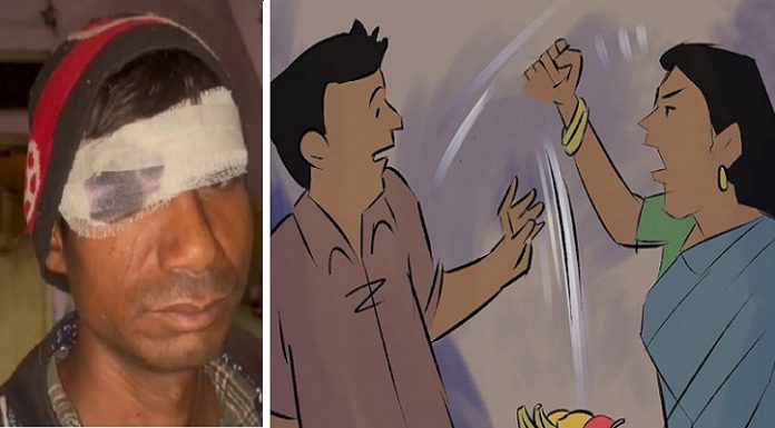 ਮੋਬਾਇਲ ਚਲਾ ਰਹੀ ਪਤਨੀ ਨੂੰ ਚਾਹ ਬਣਾਉਣ ਲਈ ਕਿਹਾ ਤਾਂ ਗੁੱਸੇ ‘ਚ ਪਤੀ ਦੀ ਅੱਖ ‘ਚ ਮਾ.ਰੀ ਕੈਂਚੀ