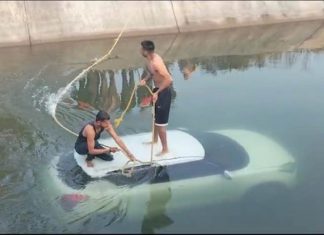 ਹੁਸ਼ਿਆਰਪੁਰ ‘ਚ ਵਾਪਰਿਆ ਹਾਦਸਾ : ਕਾਰ ਅੱਗੇ ਪਸ਼ੂ ਆਉਣ ਕਾਰਨ ਨਹਿਰ ‘ਚ ਡਿੱਗੀ ਕਾਰ; ਲੋਕਾਂ ਨੇ ਇੰਝ ਬਚਾਈ ਫੌਜੀ ਦੀ ਜਾਨ