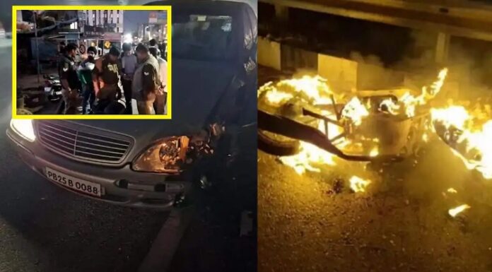 ਜਲੰਧਰ : ਮਰਸਡੀਜ਼ ਨੇ ਬਾਈਕ ਸਵਾਰਾਂ ਨੂੰ 40 ਮੀਟਰ ਤੱਕ ਘਸੀਟਿਆ, ਬਾਈਕ ਨੂੰ ਅੱਗ ਲੱਗਣ ਨਾਲ ਜ਼ਿੰਦਾ ਸੜੇ ਦੋ ਨੌਜਵਾਨ