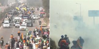 ਕਿਸਾਨਾਂ ਅੰਦੋਲਨ ਦੌਰਾਨ ਵਾਰ-ਵਾਰ ਛੱਡੇ ਜਾ ਰਹੇ ਅੱਥਰੂ ਗੈਸ ਦੇ ਗੋਲੇ, ਹੋ ਰਿਹਾ ਭਾਰੀ ਹੰਗਾਮਾ