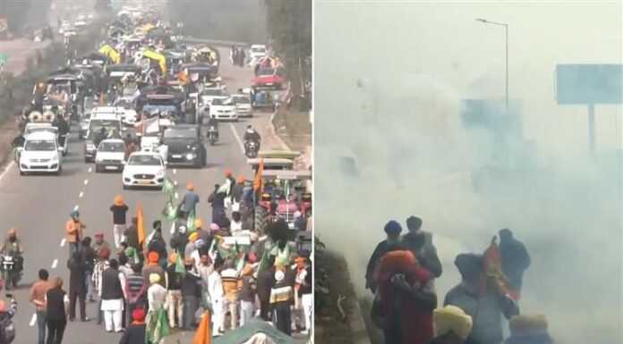 ਕਿਸਾਨਾਂ ਅੰਦੋਲਨ ਦੌਰਾਨ ਵਾਰ-ਵਾਰ ਛੱਡੇ ਜਾ ਰਹੇ ਅੱਥਰੂ ਗੈਸ ਦੇ ਗੋਲੇ, ਹੋ ਰਿਹਾ ਭਾਰੀ ਹੰਗਾਮਾ