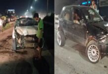 ਜਲੰਧਰ : ਨੈਸ਼ਨਲ ਹਾਈਵੇ ‘ਤੇ 2 ਕਾਰਾਂ ਦੀ ਭਿਆਨਕ ਟੱਕਰ, ਗੱਡੀਆਂ ਦੇ ਉੱਡੇ ਪਰਖਚੇ