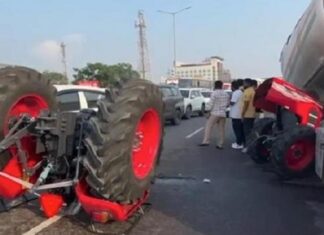 ਹਾਈਵੇ ‘ਤੇ ਟਰੈਕਟਰ ਤੇ ਟੈਂਕਰ ਦੀ ਭਿਆਨਕ ਟੱਕਰ, ਟਰੈਕਟਰ ਦੇ ਹੋ ਗਏ 2 ਹਿੱਸੇ