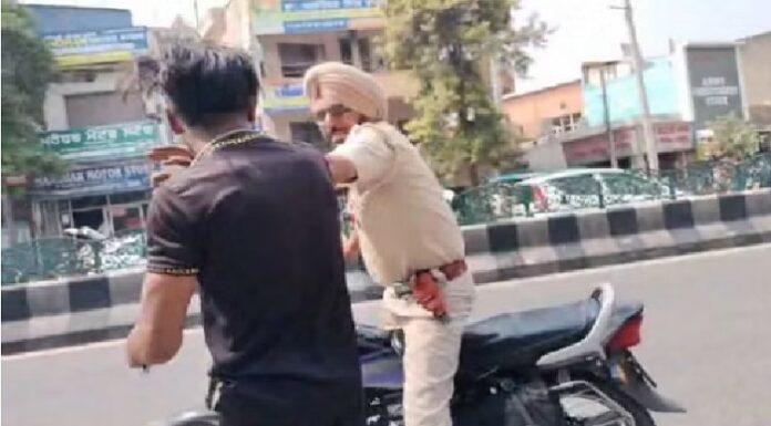 ਟ੍ਰੈਫਿਕ ਪੁਲਿਸ ਮੁਲਾਜ਼ਮ ਦੀ ਦਾਦਾਗਿਰੀ ! ਕੈਂਟਰ ਚਾਲਕ ਦੇ ਮਾਰਿਆ ਥੱਪੜ, ਪਹਿਲਾਂ ਵੀ ਵਿਵਾਦਾਂ ‘ਚ ਰਿਹਾ ਮੁਲਾਜ਼ਮ