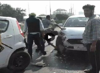 ਲੁਧਿਆਣਾ ‘ਚ ਹਾਈਵੇ ‘ਤੇ ਇਕ ਤੋਂ ਬਾਅਦ ਇਕ 4 ਕਾਰਾਂ ਦੀ ਹੋਈ ਟੱਕਰ, ਲੱਗ ਗਿਆ ਲੰਮਾ ਜਾਮ