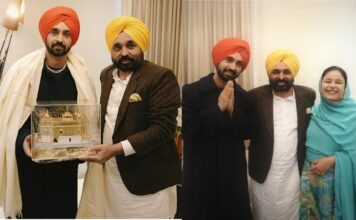 ਪੰਜਾਬੀ ਸਿੰਗਰ ਤੇ ਅਦਾਕਾਰ ਦਿਲਜੀਤ ਦੋਸਾਂਝ ਨੂੰ ਮਿਲੇ CM ਭਗਵੰਤ ਮਾਨ, ਕਿਹਾ – ਛੋਟੇ ਭਰਾ ਨੂੰ ਮਿਲ ਕੇ ਖੁਸ਼ੀ ਹੋਈ