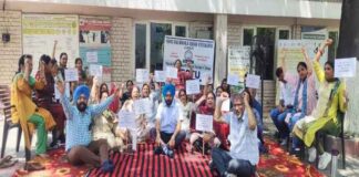 ਪੀਸੀਸੀਟੀਯੂ ਐਚ.ਐਮ.ਵੀ ਯੂਨਿਟ ਨੇ ਕਾਲੇਜ ਕੈਂਪਸ ਵਿਚ ਦੋ ਘੰਟੇ ਦਾ ਪ੍ਰਦਰਸ਼ਨ ਕੀਤਾ