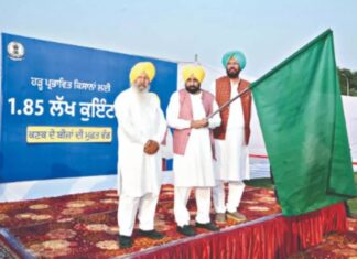 ਹੜ੍ਹਾਂ ਨਾਲ ਤਬਾਹ ਹੋਏ ਕਿਸਾਨਾਂ ਦੇ ਮੋਢੇ ਨਾਲ ਮੋਢਾ ਜੋੜ ਕੇ ਖੜ੍ਹੇ ਹਨ ਮੁੱਖ ਮੰਤਰੀ ਮਾਨ: 1.85 ਲੱਖ ਕੁਇੰਟਲ ਕਣਕ ਦਾ ਬੀਜ ਕਿਸਾਨਾਂ ਤੱਕ ਪਹੁੰਚਾਇਆ, ਲਗਭਗ 74 ਕਰੋੜ ਰੁਪਏ ਕੀਤੇ ਖਰਚ, ਮੁੱਖ ਮੰਤਰੀ ਮਾਨ ਨੇ ਖੁਦ 7 ਟਰੱਕਾਂ ਨੂੰ ਦਿਖਾਈ ਹਰੀ ਝੰਡੀ