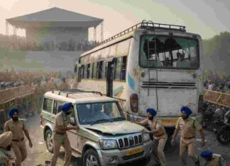 AAP ਦੀ ਰੈਲੀ ਚ ਤਾਇਨਾਤ ਪੁਲਸ ਮੁਲਾਜ਼ਮਾਂ ਤੇ ਚੜ੍ਹੀ ਬਸ, 4 ਗੰਭੀਰ ਜ਼ਖ਼ਮੀ