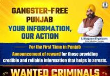 ਭਗਵੰਤ ਮਾਨ ਦੀ ਅਗਵਾਈ ਹੇਠ ਪੰਜਾਬ ਸਰਕਾਰ ਵੱਲੋਂ ‘ਪੁਰਸਕਾਰ ਨੀਤੀ’ ਲਾਗੂ, 28 ਸਭ ਤੋਂ ਲੋੜੀਂਦੇ ਅਪਰਾਧੀਆਂ ਦੀ ਸੂਚੀ ਜਾਰੀ