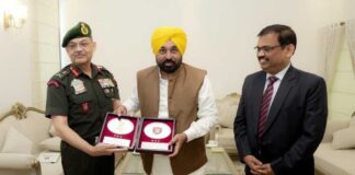 ਮੁੱਖ ਮੰਤਰੀ ਭਗਵੰਤ ਸਿੰਘ ਮਾਨ ਨੇ ਪੱਛਮੀ ਕਮਾਂਡ ਦੇ ਆਰਮੀ ਕਮਾਂਡਰ ਨਾਲ ਸਰਹੱਦੀ ਸੁਰੱਖਿਆ, ਰਾਹਤ ਕਾਰਜਾਂ ਅਤੇ ਆਪਰੇਸ਼ਨਲ ਤਿਆਰੀਆਂ ਬਾਰੇ ਵਿਚਾਰ-ਵਟਾਂਦਰਾ ਕੀਤਾ